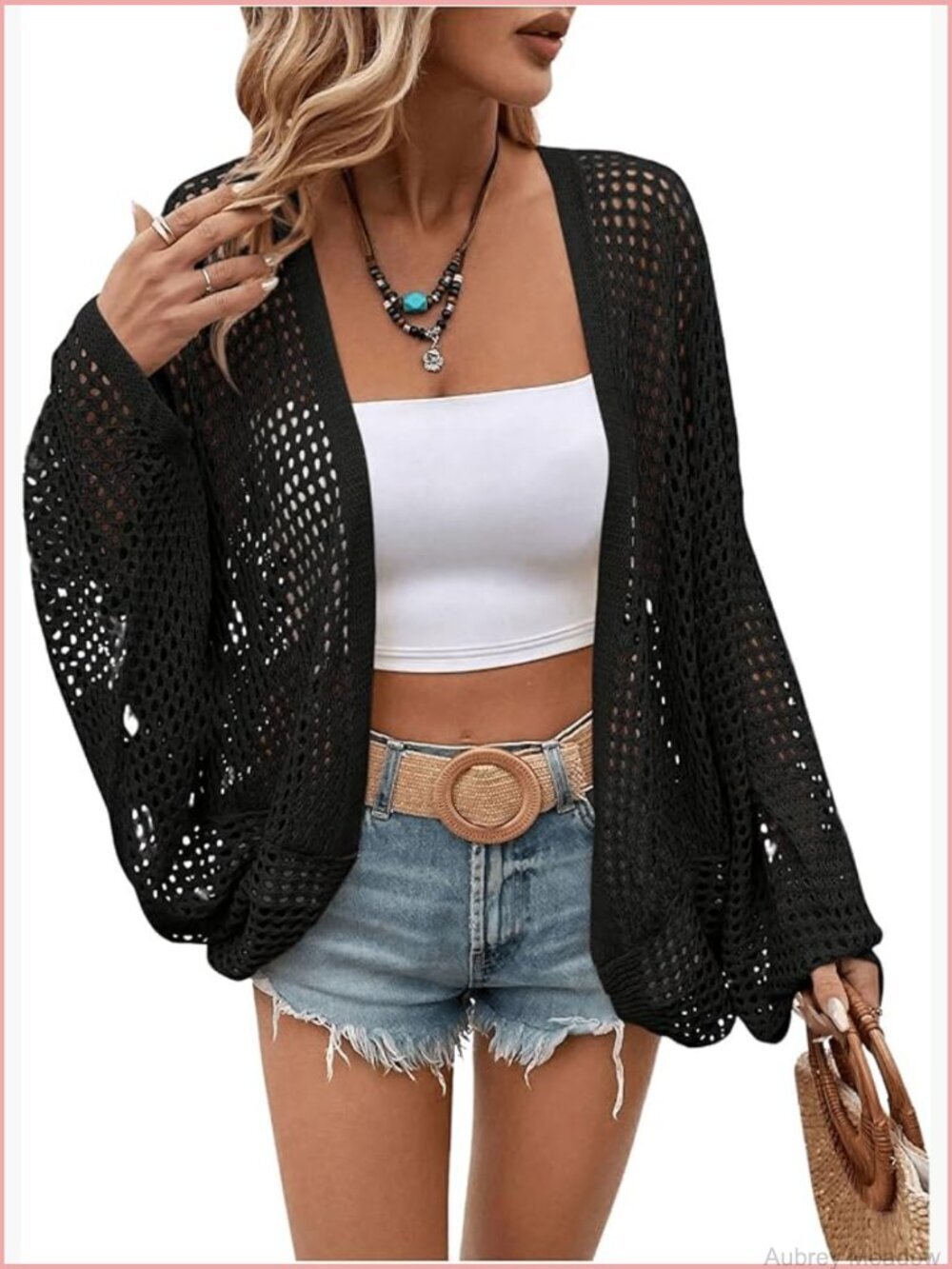 Oversized Knit Cardigan Lightweight Beach Cover Up Loose Fit Long Sleeve
